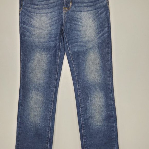 Justice Girls Medium Wash Whiskering Fading Denim Jeans Size 12S - Picture 3 of 12